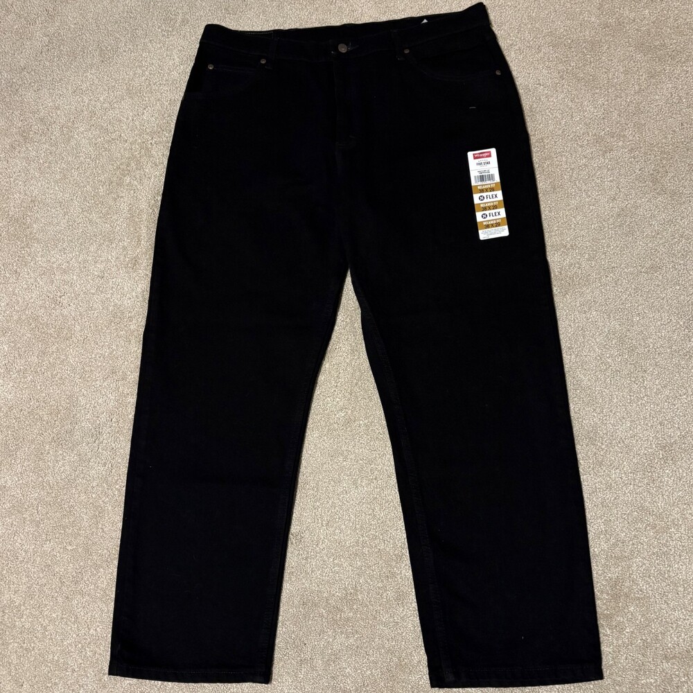 BRAND NEW Wrangler Five Star RELAXED FIT Mens Jeans Black Size 38x29